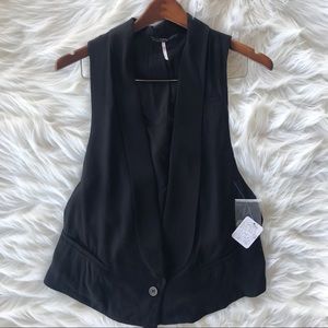 Free People NWT Draped Black Vest